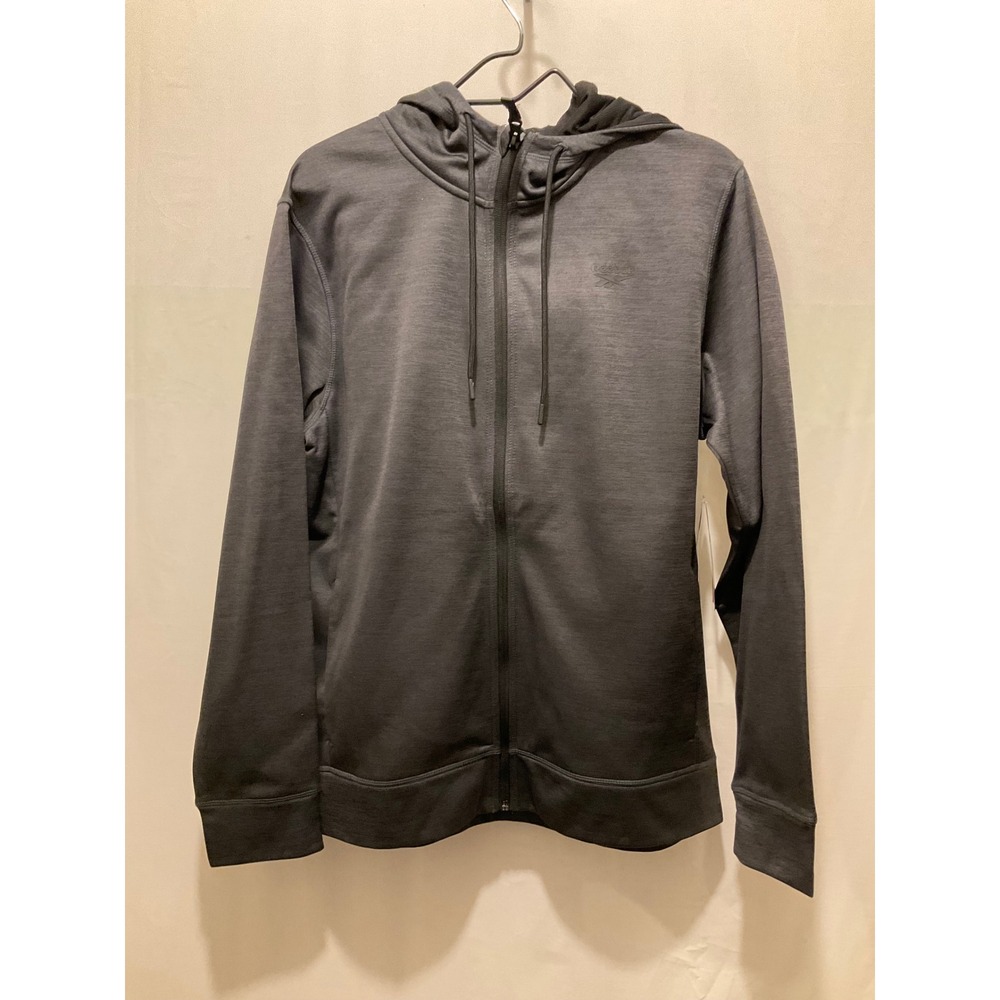 Reebok Mens Full Zip Hoodie Charcoal Gray Fleece Lined Sweatshirt Size M NEW